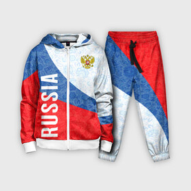 Детский костюм 3D с принтом RUSSIA SPORT STYLE  | РОССИЯ СПОРТИВНЫЙ СТИЛЬ ,  |  | Тематика изображения на принте: flag | russia | sport | team | герб | патриотизм | росссия | сборная | спорт | страна | триколор | узор | флаг | хохлома
