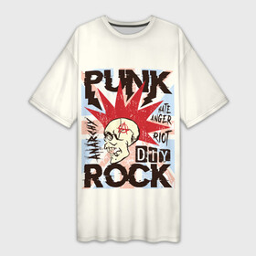 Платье-футболка 3D с принтом Punk Rock (Панк) ,  |  | dead kennedys | exploited | fpg | punks not dead | анархия | гаражный рок | гитара | гражданская оборона | гранж | ирокез | король и шут | металл | музыка | наив | панк рок | пурген | рок музыка | рокер | рокнролл