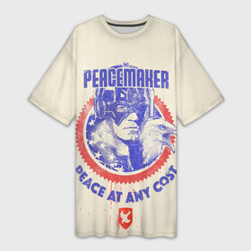 Платье-футболка 3D с принтом Peacemaker. Мир любой ценой ,  |  | dc | peace | peacemaker | джон сина | кристофер смит | мир | миротворец | орел | орлик | пацифист | суперзлодей