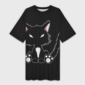 Платье-футболка 3D с принтом Disturbed Cat ,  |  | 10007 | anime | dead ghoul | dead inside | depression | disturbed | disturbed cat | disturbed face | dota | drain | drain face | phonk | phonk face | sf | shadow fiend | zxc | zxcursed | альт | аниме | гуль | дед инсайд | дэд инсайд | курсед | фонк