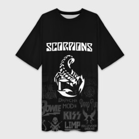 Платье-футболка 3D с принтом Scorpions логотипы рок групп ,  |  | Тематика изображения на принте: scorpions | группа | клаус майне | маттиас ябс | микки ди | павел мончивода | рудольф шенкер | скорпион | скорпионс | хард | хардрок