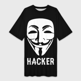Платье-футболка 3D с принтом HACKER (Маска V) ,  |  | anonymous | guy fawkes | hacker | programmer | vendetta | айтишник | анонимус | бинарный код | вебмастер | вендетта | гай фокс | интернет технологии | информатика | ит специалист | маска v | маска гая фокса | матрица