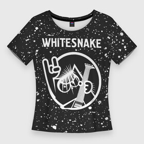 Женская футболка 3D Slim с принтом Whitesnake + КОТ + Краска ,  |  | band | metal | paint | rock | whitesnake | брызги | вайтснейк | группа | кот | краска | рок