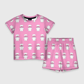 Детский костюм с шортами 3D с принтом ЛАЛАФАНФАН на розовом фоне ,  |  | Тематика изображения на принте: duck draw | lalafanfan | желтая утка | китайские утки | корейская утка | лалафанфан | утка