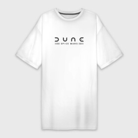 Платье-футболка хлопок с принтом Dune: Spice Wars  black logo ,  |  | dune | game | gamer | shai hulud | дюна | дюна 2021 | игра | космос | песок | планета | червь