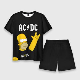 Мужской костюм с шортами 3D с принтом AC DC ГОМЕР СИМПСОН SIMPSONS ,  |  | ac | ac dc | dc | music | rock | simpson | simpsons | гомер | музыка | рок | симпсон | симпсоны