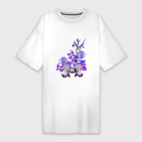 Платье-футболка хлопок с принтом Ириски Ирисы ,  |  | Тематика изображения на принте: ириски | ирисы | любимые ирисы | фиолетовые цветы | цветы