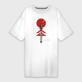 Платье-футболка хлопок с принтом Дух Воина ,  |  | Тематика изображения на принте: ghost of tsushima | japan | japanese style | гост тсусима | гхост цусима | иероглифы | кандзи | катана | киото | ниндзя | призрак цусимы | самурай | самурайский меч | токио | япония | японский стиль