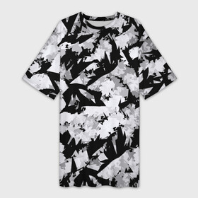 Платье-футболка 3D с принтом Радикал  Radical ,  |  | black and white | radical | white | white and black | white patterns | белое | белое и черное | белый | белый узор | радикал | узор | черное и белое
