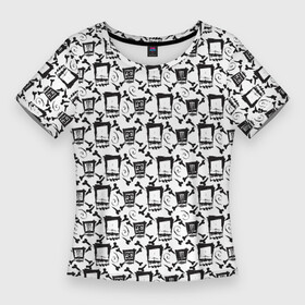 Женская футболка 3D Slim с принтом Кен Блок Черепа ,  |  | black | block | ken | kenblock | skeleton | skull | skulls | white | логотип | скелет | череп | черно белый