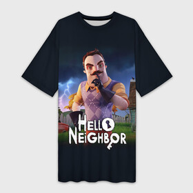 Платье-футболка 3D с принтом Hello Neighbor  игра Привет сосед ,  |  | Тематика изображения на принте: hello neighbor | видеоигра | игра | привет сосед | сосед | теодор питерсон