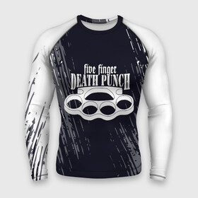 Мужской рашгард 3D с принтом Five Finger Death Punch  кастет ,  |  | 5fdp | 5фдп | ffdp | five finger death punch | metal | music | skeleton | sounds | метал | музыка | рок | череп