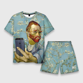 Мужской костюм с шортами 3D с принтом Ван Гог Селфи  Арт Портрет ,  |  | Тематика изображения на принте: van gogh | вангог | мем | художник | цветущие ветки миндаля