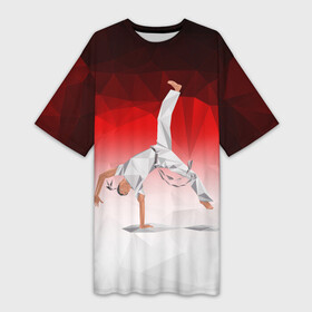 Платье-футболка 3D с принтом Капоэйра на одной руке ,  |  | Тематика изображения на принте: capoeira | боевые исскуства | единоборства | капоэйра | спорт