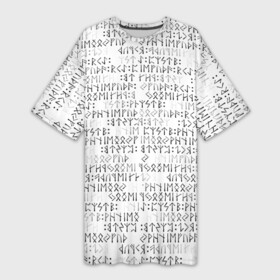 Платье-футболка 3D с принтом Паттерн футарк ,  |  | Тематика изображения на принте: patern | pattern | runes | древние знаки | знак рода | знаки | иероглифы | патерн | паттерн | руны | русь | символы | славяне | славянская символика | футарк