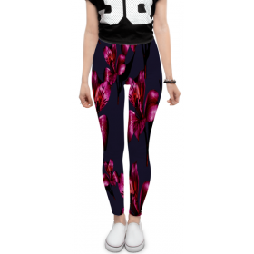 leggings с принтом Flowers , 80% полиэстер, 20% эластан | Эластичный пояс, зауженные к низу, низкая посадка | 