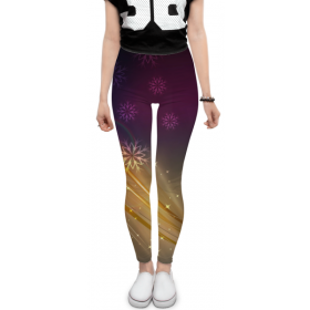 leggings с принтом Снежная фантазия , 80% полиэстер, 20% эластан | Эластичный пояс, зауженные к низу, низкая посадка | 