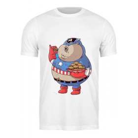 Мужская футболка с принтом Fat Captain America ,  |  | Тематика изображения на принте: 