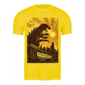 Мужская футболка с принтом Godzilla yellow ,  |  | Тематика изображения на принте: 