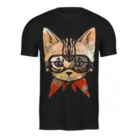 Мужская футболка с принтом Кот в очках ,  |  | Тематика изображения на принте: 