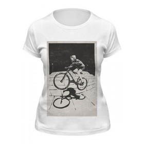 Женская футболка с принтом девушка на велосипеде ,  |  | 
