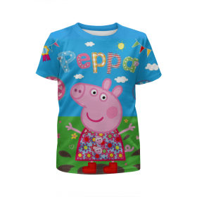 full_print_girl_tee с принтом Peppa Pig ,  |  | Тематика изображения на принте: 