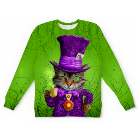 full_print_kids_sweatshirt с принтом Чеширский котик ,  |  | Тематика изображения на принте: 