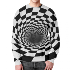 full_print_sweatshirt с принтом ВОРОНКА ШАХМАТНАЯ. ЧЕРНОЕ И БЕЛОЕ. ,  |  | 