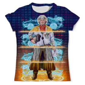 full_print_tee с принтом Back To The Future , Футболка с нанесением полноцветного изображения по всей поверхности может быть выполнена в двух вариантах - ХЛОПОК и СИНТЕТИКА. | Хлопок - ткань из 100% хлопка высшего качества пенье.  <br>Синтетика - ткань с высоким содержанием синтетического волокна (до 80%).  Материал хорошо тянется, имеет приятную на ощупь фактуру | 