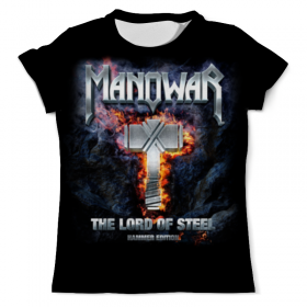 full_print_tee с принтом Manowar , Футболка с нанесением полноцветного изображения по всей поверхности может быть выполнена в двух вариантах - ХЛОПОК и СИНТЕТИКА. | Хлопок - ткань из 100% хлопка высшего качества пенье.  <br>Синтетика - ткань с высоким содержанием синтетического волокна (до 80%).  Материал хорошо тянется, имеет приятную на ощупь фактуру | 