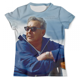 full_print_tee с принтом Leonid Brezhnev Design , Футболка с нанесением полноцветного изображения по всей поверхности может быть выполнена в двух вариантах - ХЛОПОК и СИНТЕТИКА. | Хлопок - ткань из 100% хлопка высшего качества пенье.  <br>Синтетика - ткань с высоким содержанием синтетического волокна (до 80%).  Материал хорошо тянется, имеет приятную на ощупь фактуру | 