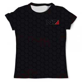 full_print_tee с принтом N7 - Mass Effect , Футболка с нанесением полноцветного изображения по всей поверхности может быть выполнена в двух вариантах - ХЛОПОК и СИНТЕТИКА. | Хлопок - ткань из 100% хлопка высшего качества пенье.  <br>Синтетика - ткань с высоким содержанием синтетического волокна (до 80%).  Материал хорошо тянется, имеет приятную на ощупь фактуру | 