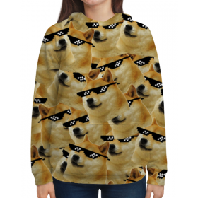 full_print_woman_hoodie с принтом Doge meme, deal with it очки ,  |  | 