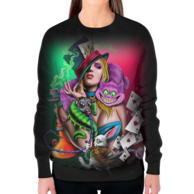 full_print_woman_sweatshirt с принтом Алиса в стране чудес ,  |  | 