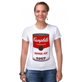 Женская футболка стрэйч с принтом Campbells Soup (Энди Уорхол) ,  |  | 