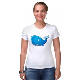 Женская футболка стрэйч с принтом Голубой морской кит-кашалот ,  |  | 