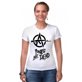 Женская футболка стрэйч с принтом Punks Not Dead ,  |  | 
