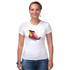 Женская футболка стрэйч с принтом Флеш. Flash. Кеды ,  |  | 