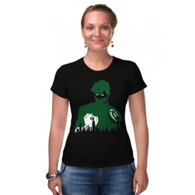 Женская футболка стрэйч с принтом Зеленый Фонарь (Green Lantern) ,  |  | 