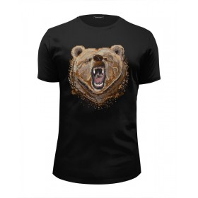 Мужская футболка Premium с принтом Пиксельный Медведь , Белый, черный, серый меланж, голубой: 100% хлопок, плотность 160 гр. Остальные цвета: 92% хлопок, 8% лайкра, плотность 170-180гр. |  | 