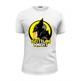 Мужская футболка Premium с принтом Gotham Knight , Белый, черный, серый меланж, голубой: 100% хлопок, плотность 160 гр. Остальные цвета: 92% хлопок, 8% лайкра, плотность 170-180гр. |  | 