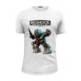 Мужская футболка Premium с принтом Bioshock (logo) , Белый, черный, серый меланж, голубой: 100% хлопок, плотность 160 гр. Остальные цвета: 92% хлопок, 8% лайкра, плотность 170-180гр. |  | Тематика изображения на принте: 