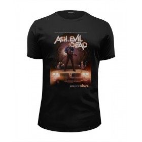 Мужская футболка Premium с принтом Ash vs Evil Dead / Эш против зловещих мертвецов , Белый, черный, серый меланж, голубой: 100% хлопок, плотность 160 гр. Остальные цвета: 92% хлопок, 8% лайкра, плотность 170-180гр. |  | 