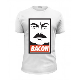 Мужская футболка Premium с принтом Bacon (Obey) , Белый, черный, серый меланж, голубой: 100% хлопок, плотность 160 гр. Остальные цвета: 92% хлопок, 8% лайкра, плотность 170-180гр. |  | 