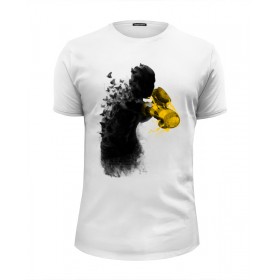 Мужская футболка Premium с принтом Порхай как бабочка, жаль как пчела , Белый, черный, серый меланж, голубой: 100% хлопок, плотность 160 гр. Остальные цвета: 92% хлопок, 8% лайкра, плотность 170-180гр. |  | 