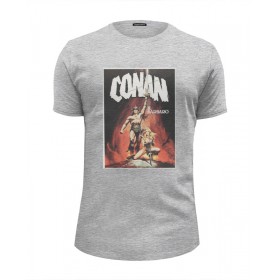 Мужская футболка Premium с принтом Conan the Barbarian , Белый, черный, серый меланж, голубой: 100% хлопок, плотность 160 гр. Остальные цвета: 92% хлопок, 8% лайкра, плотность 170-180гр. |  | Тематика изображения на принте: 