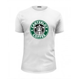 Мужская футболка Premium с принтом Canterlot Coffee (Starbucks x Luna) , Белый, черный, серый меланж, голубой: 100% хлопок, плотность 160 гр. Остальные цвета: 92% хлопок, 8% лайкра, плотность 170-180гр. |  | 