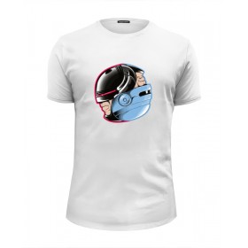 Мужская футболка Premium с принтом Робокоп (Robocop) , Белый, черный, серый меланж, голубой: 100% хлопок, плотность 160 гр. Остальные цвета: 92% хлопок, 8% лайкра, плотность 170-180гр. |  | 