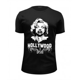 Мужская футболка Premium с принтом Hollywood is dead , Белый, черный, серый меланж, голубой: 100% хлопок, плотность 160 гр. Остальные цвета: 92% хлопок, 8% лайкра, плотность 170-180гр. |  | 