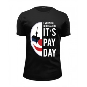 Мужская футболка Premium с принтом Payday , Белый, черный, серый меланж, голубой: 100% хлопок, плотность 160 гр. Остальные цвета: 92% хлопок, 8% лайкра, плотность 170-180гр. |  | Тематика изображения на принте: 